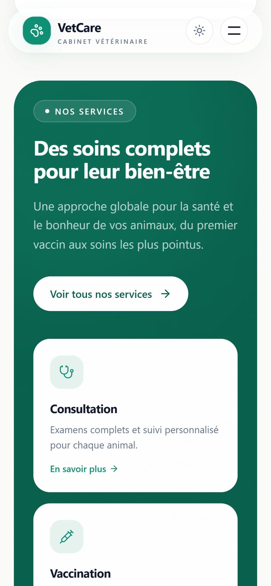 VetCare : navigation mobile